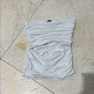 Zara White Ruched Tube Top